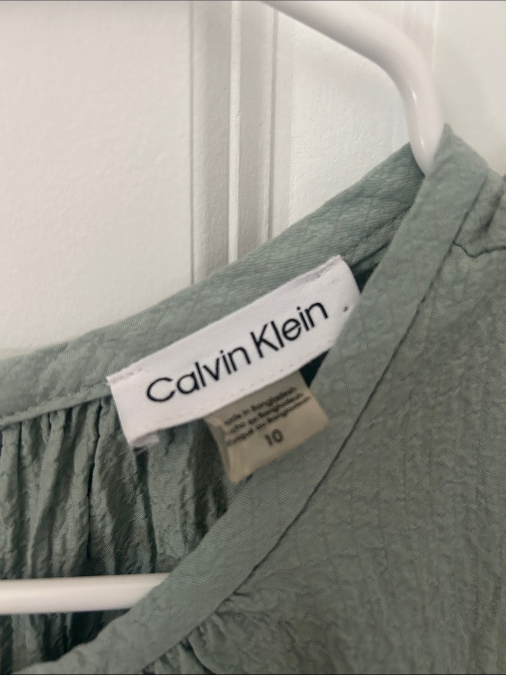 Calvin Klein Sage Green Tiered Sleeveless Dress - Picture 2 of 3